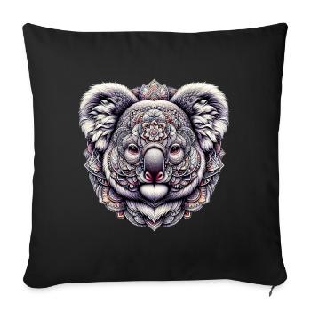 Koala decorated with Mandalas - Sofa pillowcase 17,3'' x 17,3'' (45 x 45 cm) - black - Front