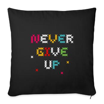 Conception de t-shirt à motif vif au point de croix - Housse de coussin décorative 45 x 45 cm - noir - Devant