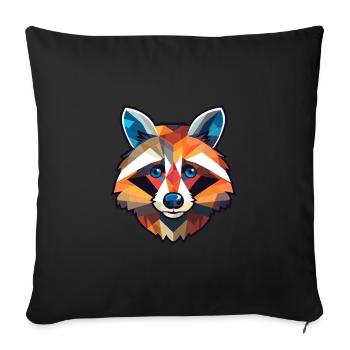 Raton laveur vitrail coloré dessin animé Kawaii Anim - Housse de coussin décorative 45 x 45 cm - noir - Devant