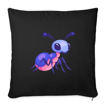 Fourmi mignon heureux kawaii dessin animé Clipart Animal - Housse de coussin décorative 45 x 45 cm - noir - Devant