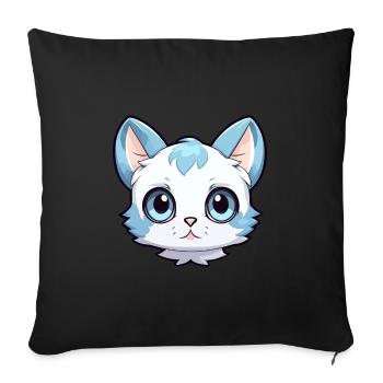 Aegean Cat Cute Happy Kawaii Cartoon Clipart Anima - Sofa pillowcase 17,3'' x 17,3'' (45 x 45 cm) - black - Front