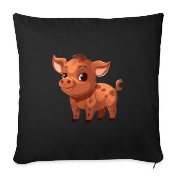 Boar Cute Happy Kawaii Cartoon Clipart Animal - Sofa pillowcase 17,3'' x 17,3'' (45 x 45 cm) - black - Front