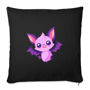 Bat Cute Happy Kawaii Cartoon Clipart Animal - Sofa pillowcase 17,3'' x 17,3'' (45 x 45 cm) - black - Front