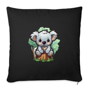 Koala Cute Happy Kawaii Cartoon Clipart Animal - Sofa pillowcase 17,3'' x 17,3'' (45 x 45 cm) - black - Front