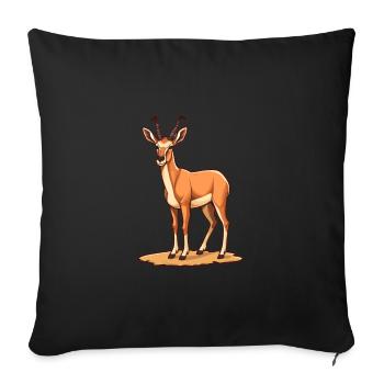 Antilope mignon heureux kawaii dessin animé Clipart Animal - Housse de coussin décorative 45 x 45 cm - noir - Devant