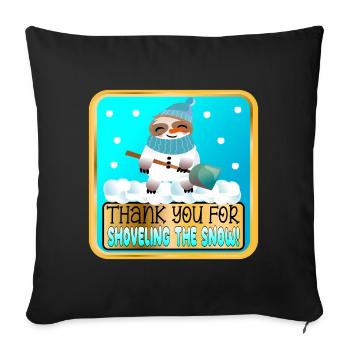 SHOVELING THE SNOW - THANK YOU SLOTH - Sofa pillowcase 17,3'' x 17,3'' (45 x 45 cm) - black - Front