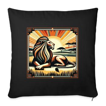 König Savanne Löwe Art Deco Style - Sofakissenbezug 45 x 45 cm - Schwarz - Vorne
