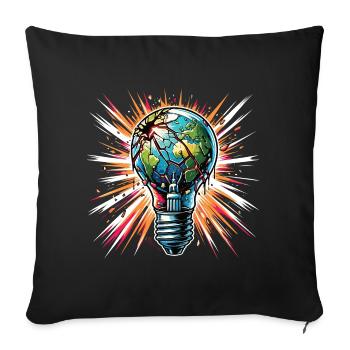 Globale Erwärmung Brennende Erde in der Glühbirne - Sofakissenbezug 45 x 45 cm - Schwarz - Vorne