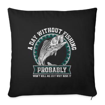 Angler Fishing Bait - Sofa pillowcase 17,3'' x 17,3'' (45 x 45 cm) - black - Front