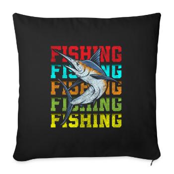 fishing, perch, bait, pike - Sofa pillowcase 17,3'' x 17,3'' (45 x 45 cm) - black - Front