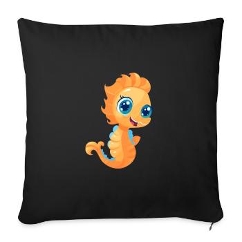 Seahorse Cute Happy Kawaii Cartoon Clipart Animal - Sofa pillowcase 17,3'' x 17,3'' (45 x 45 cm) - black - Front