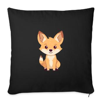 Coyote Cute Happy Kawaii Cartoon Clipart Animal - Sofa pillowcase 17,3'' x 17,3'' (45 x 45 cm) - black - Front