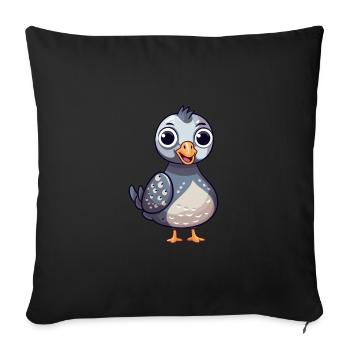 Pintade Mignon Heureux Kawaii Dessin Animé Clipart Anim - Housse de coussin décorative 45 x 45 cm - noir - Devant