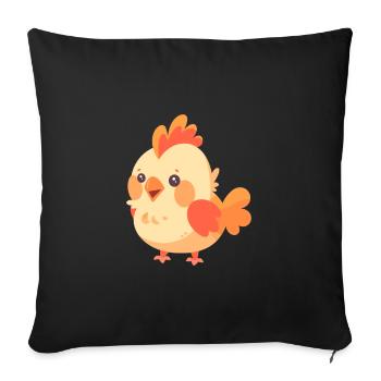 Rooster Cute Happy Kawaii Cartoon Clipart Animal - Sofa pillowcase 17,3'' x 17,3'' (45 x 45 cm) - black - Front