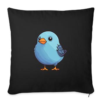 Vogel niedlich glücklich kawaii cartoon clipart tier - Sofakissenbezug 45 x 45 cm - Schwarz - Vorne