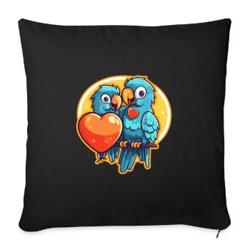 Parrots Kawaii Cartoon Pet Playing With Balloons - Sofa pillowcase 17,3'' x 17,3'' (45 x 45 cm) - black - Front