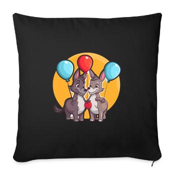 Donkeys Kawaii Cartoon Pet Playing With Balloons - Sofa pillowcase 17,3'' x 17,3'' (45 x 45 cm) - black - Front