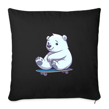 Drôle Ours Polaire Kawaii Cartoon Pet Jouer Skateb - Housse de coussin décorative 45 x 45 cm - noir - Devant