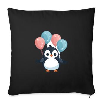 Penguin Kawaii Cartoon Pet Playing With Balloons - Sofa pillowcase 17,3'' x 17,3'' (45 x 45 cm) - black - Front