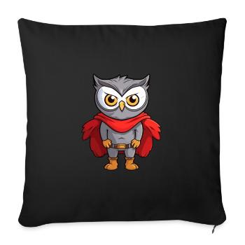 Super-héros Drôle Hibou Kawaii Dessin Animé Animal Animal De Compagnie - Housse de coussin décorative 45 x 45 cm - noir - Devant