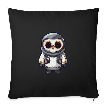 Astronaut Funny Owl Kawaii Cartoon Animal Pet - Sofa pillowcase 17,3'' x 17,3'' (45 x 45 cm) - black - Front