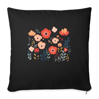 Popply flowers - Sofa pillowcase 17,3'' x 17,3'' (45 x 45 cm) - black - Front