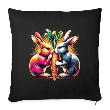 Bunny Love Bunnies Nibble Carrot Carrot Street Art - Sofa pillowcase 17,3'' x 17,3'' (45 x 45 cm) - black - Front