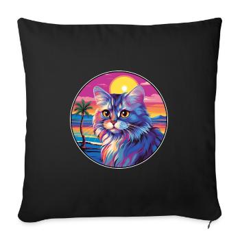 British Longhair Cat Watercolor Cartoon Kawaii - Sofa pillowcase 17,3'' x 17,3'' (45 x 45 cm) - black - Front