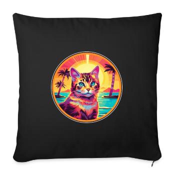 Asian Cat Breed Watercolor Cartoon Kawaii Pet - Sofa pillowcase 17,3'' x 17,3'' (45 x 45 cm) - black - Front