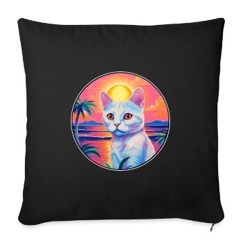 Burmilla Cat Breed Watercolor Cartoon Kawaii Pet - Sofa pillowcase 17,3'' x 17,3'' (45 x 45 cm) - black - Front