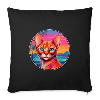 Red Devon Rex Cat Breed Watercolor Cartoon Kawaii - Sofa pillowcase 17,3'' x 17,3'' (45 x 45 cm) - black - Front