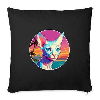 Sphynx Cat Breed Watercolor Cartoon Kawaii Pet - Sofa pillowcase 17,3'' x 17,3'' (45 x 45 cm) - black - Front