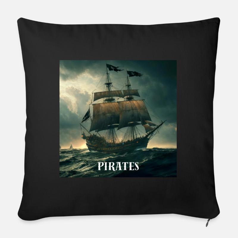 Piratenschiff - Sofakissenbezug 45 x 45 cm - Schwarz