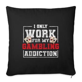 Jeu de hasard et d’argent Joueur de cartes Gagner du bluff - Housse de coussin décorative 45 x 45 cm - noir - Devant