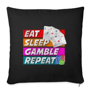 Joueurs de cartes Casino Blackjack Poker - Housse de coussin décorative 45 x 45 cm - noir - Devant