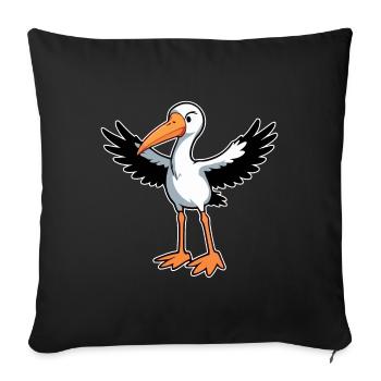 Cigogne oiseau - Housse de coussin décorative 45 x 45 cm - noir - Devant