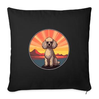 Poodle Dog Colorful Watercolor Cartoon Kawaii Pet - Sofa pillowcase 17,3'' x 17,3'' (45 x 45 cm) - black - Front
