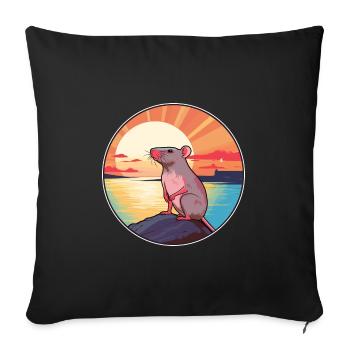 Rat Colorful Watercolor Cartoon Kawaii Animal - Sofa pillowcase 17,3'' x 17,3'' (45 x 45 cm) - black - Front