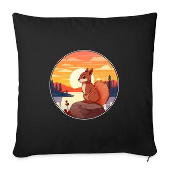 Squirrel Colorful Watercolor Cartoon Kawaii Animal - Sofa pillowcase 17,3'' x 17,3'' (45 x 45 cm) - black - Front