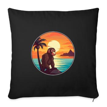 Monkey Colorful Watercolor Cartoon Kawaii Animal - Sofa pillowcase 17,3'' x 17,3'' (45 x 45 cm) - black - Front