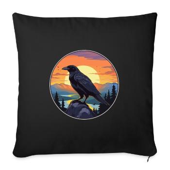 Crow Colorful Watercolor Cartoon Kawaii Animal - Sofa pillowcase 17,3'' x 17,3'' (45 x 45 cm) - black - Front