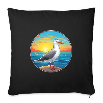 Seagull Colorful Watercolor Cartoon Kawaii Animal - Sofa pillowcase 17,3'' x 17,3'' (45 x 45 cm) - black - Front