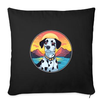 Dalmatien Chien Coloré Aquarelle Dessin Animé Kawaii - Housse de coussin décorative 45 x 45 cm - noir - Devant