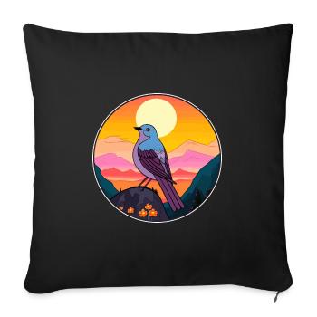 Cuckoo Colorful Watercolor Cartoon Kawaii Animal - Sofa pillowcase 17,3'' x 17,3'' (45 x 45 cm) - black - Front
