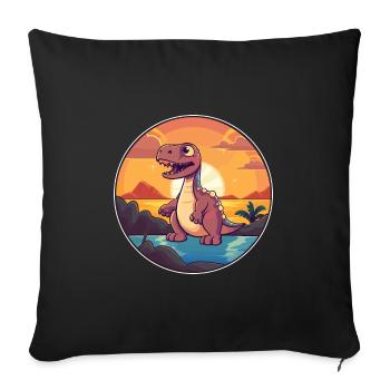 Dinosaur Colorful Watercolor Cartoon Kawaii Animal - Sofa pillowcase 17,3'' x 17,3'' (45 x 45 cm) - black - Front