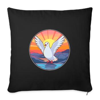 Colombe Aquarelle Colorée Dessin Animé Kawaii Animal - Housse de coussin décorative 45 x 45 cm - noir - Devant