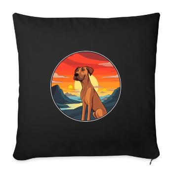Chien Aquarelle Colorée Dessin Animé Kawaii Animal - Housse de coussin décorative 45 x 45 cm - noir - Devant