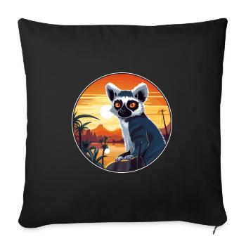 Lemur Colorful Watercolor Cartoon Kawaii Animal - Sofa pillowcase 17,3'' x 17,3'' (45 x 45 cm) - black - Front