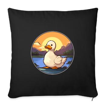 Duck Colorful Watercolor Cartoon Kawaii Animal - Sofa pillowcase 17,3'' x 17,3'' (45 x 45 cm) - black - Front
