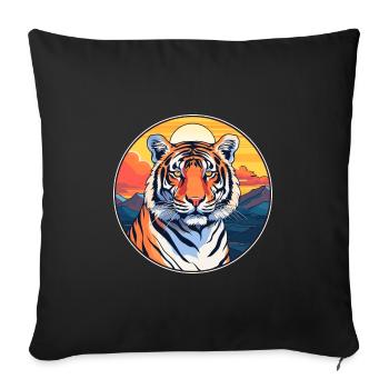 Tiger Colorful Watercolor Cartoon Kawaii Animal - Sofa pillowcase 17,3'' x 17,3'' (45 x 45 cm) - black - Front